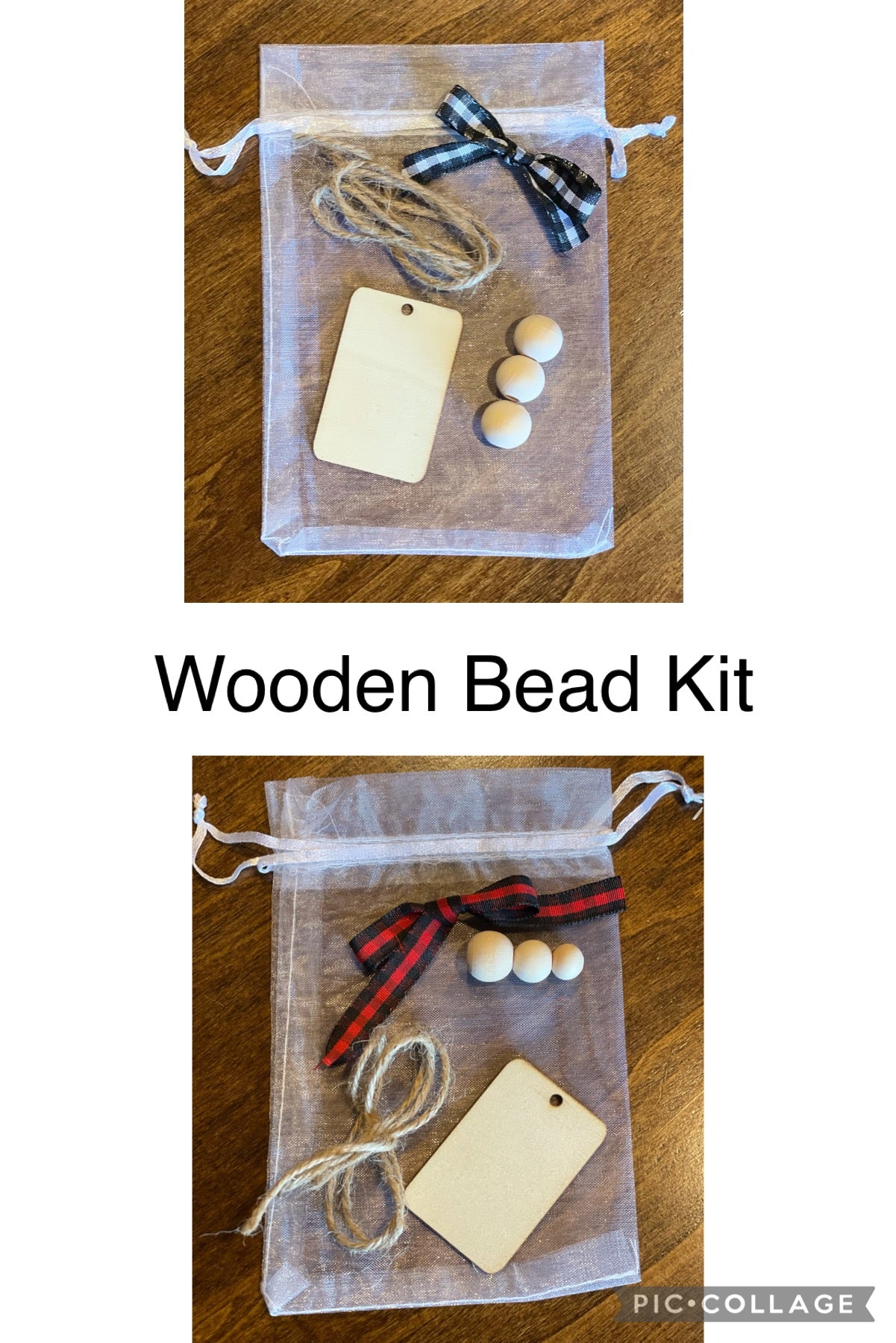 Set of 4 Unassembled Farmhouse Wooden Bead KITS